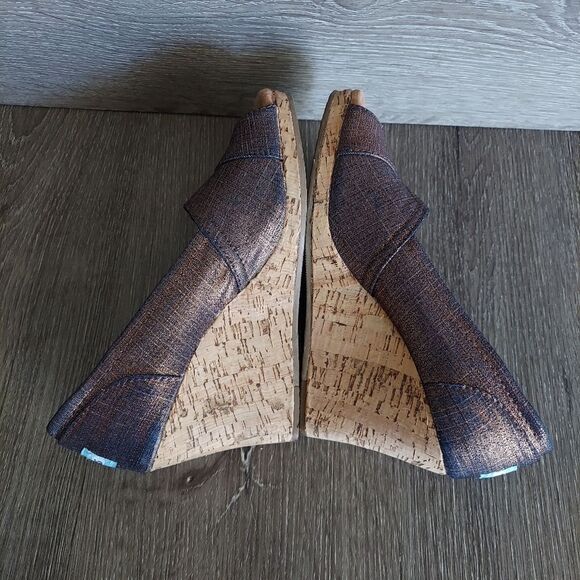 Toms Calypso Peep Toe Copper Wedges - Picture 7 of 9